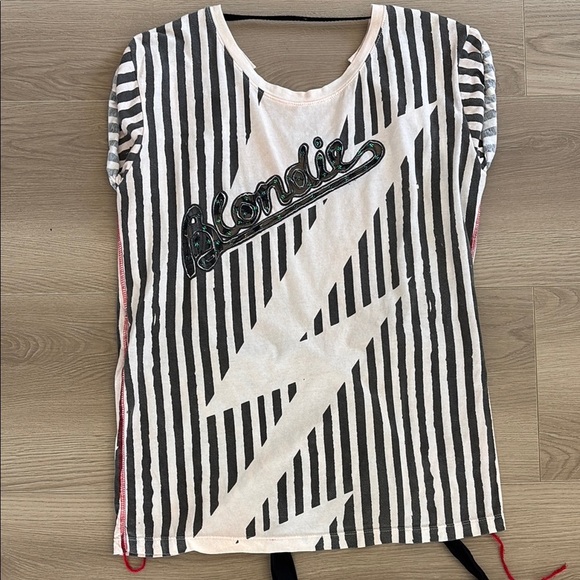 Vintage Custom One of A Kind Blondie Striped T Shirt Lightining 0116 - Picture 8 of 9